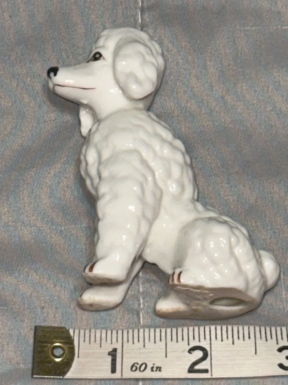 Vintage White Poodle Puppy Dog Sitting Ceramic Figurine 3.5” Dainty 1950s Decor